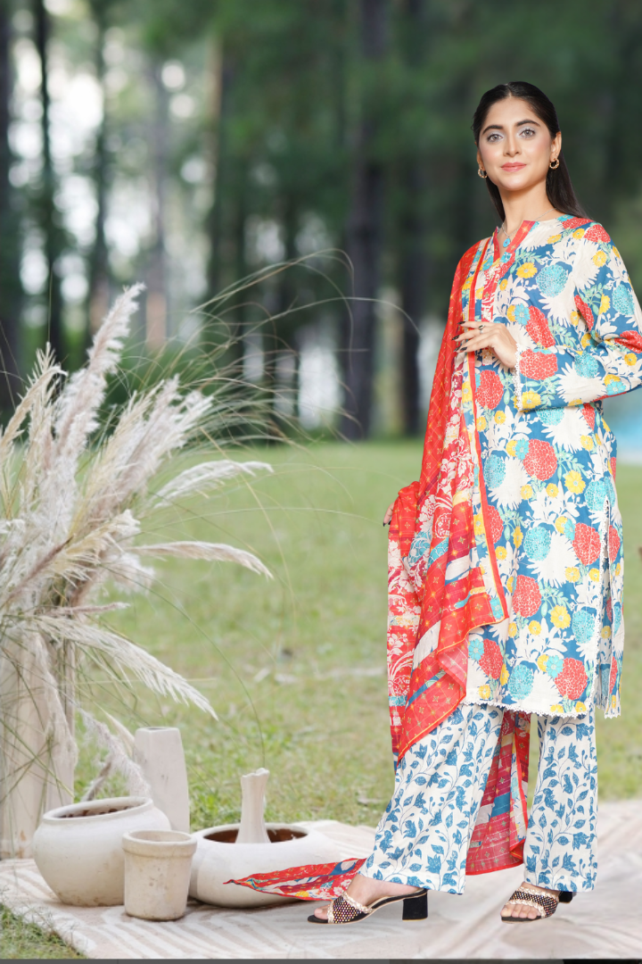 Genda Printed 3 Pcs Stitched Suit