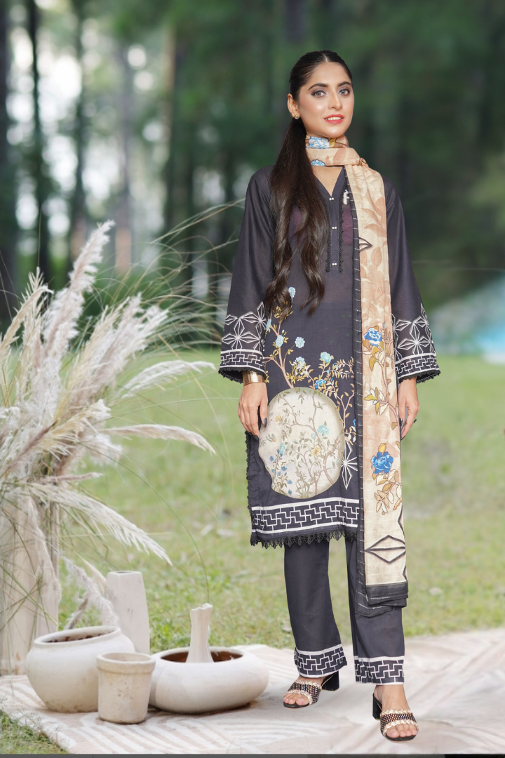 Shab Printed 3 Pcs Stitched Suit