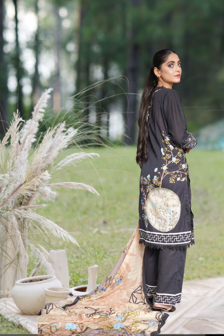 Shab Printed 3 Pcs Stitched Suit