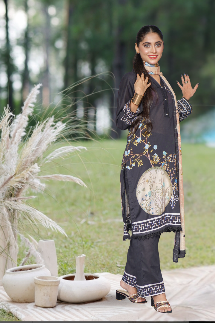 Shab Printed 3 Pcs Stitched Suit