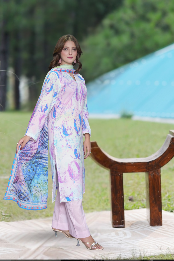 Tehzeeb Printed 3 Pcs Stitched Suit
