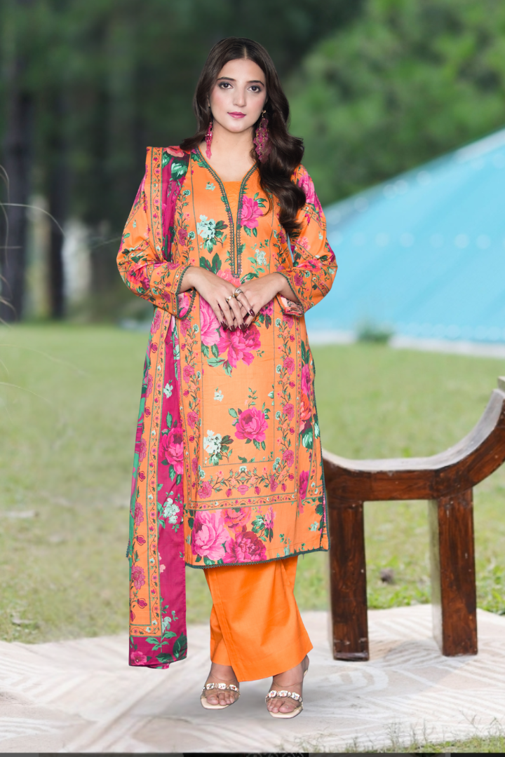 Nazaakat Printed 3 Pcs Stitched Suit