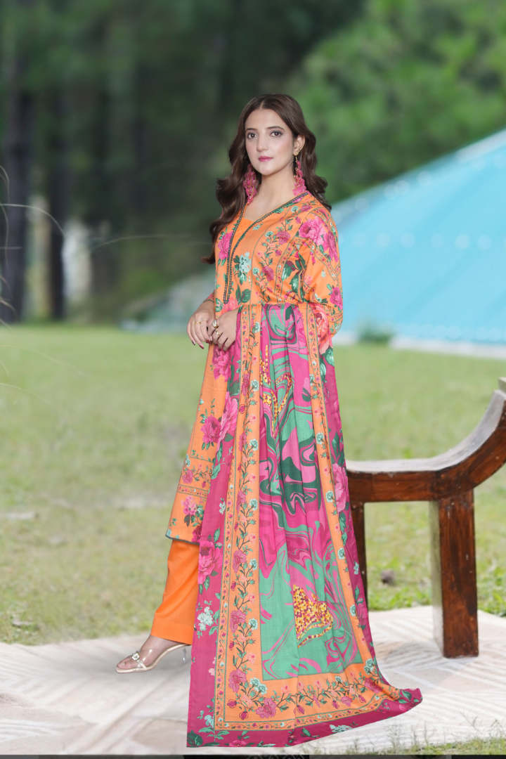 Nazaakat Printed 3 Pcs Stitched Suit