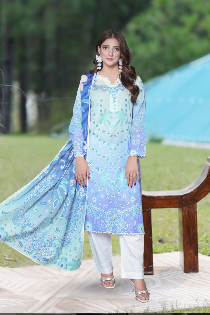 Roshni Printed 3 Pcs Stitched Suit