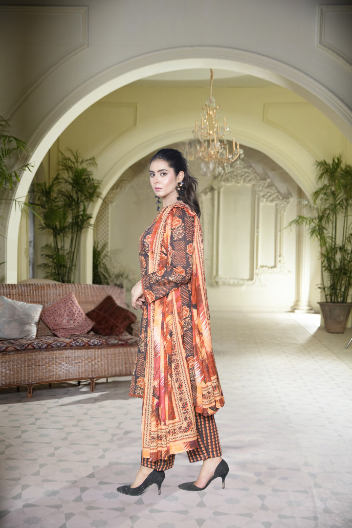 Jazar Printed 3 Pcs Stitched Suit