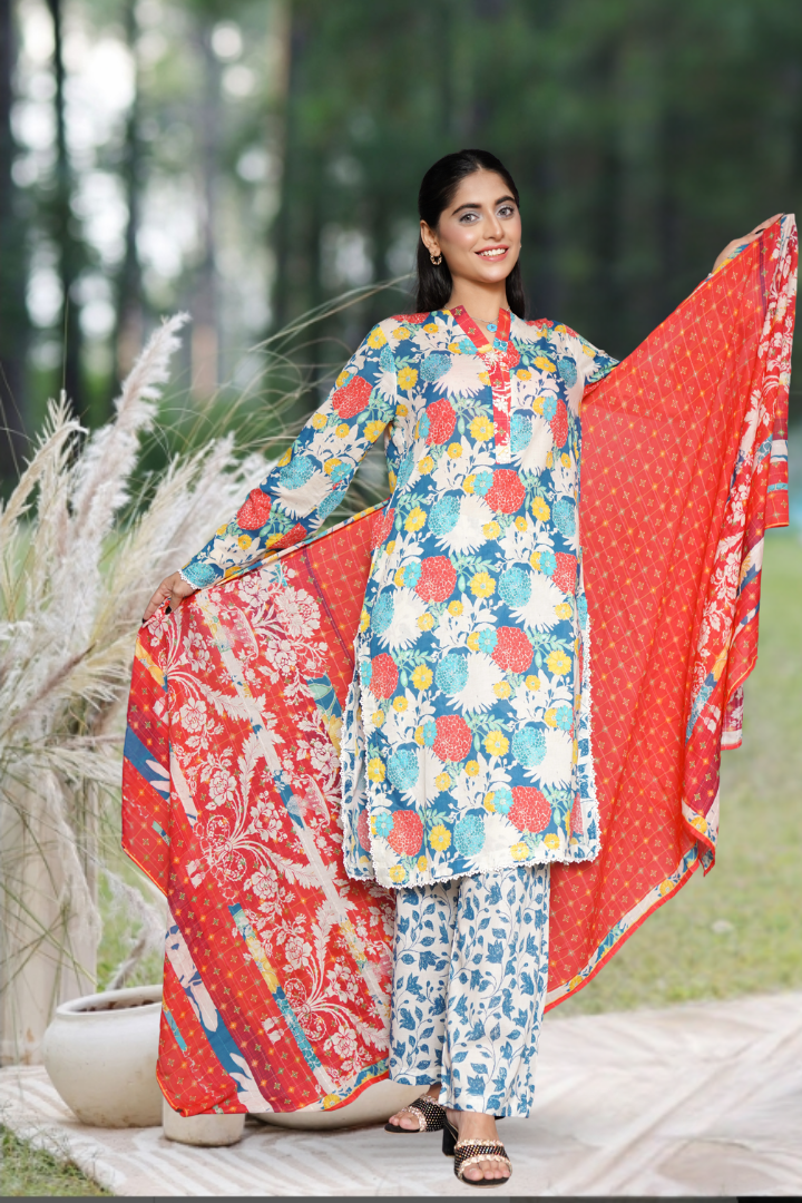 Genda Printed 3 Pcs Stitched Suit