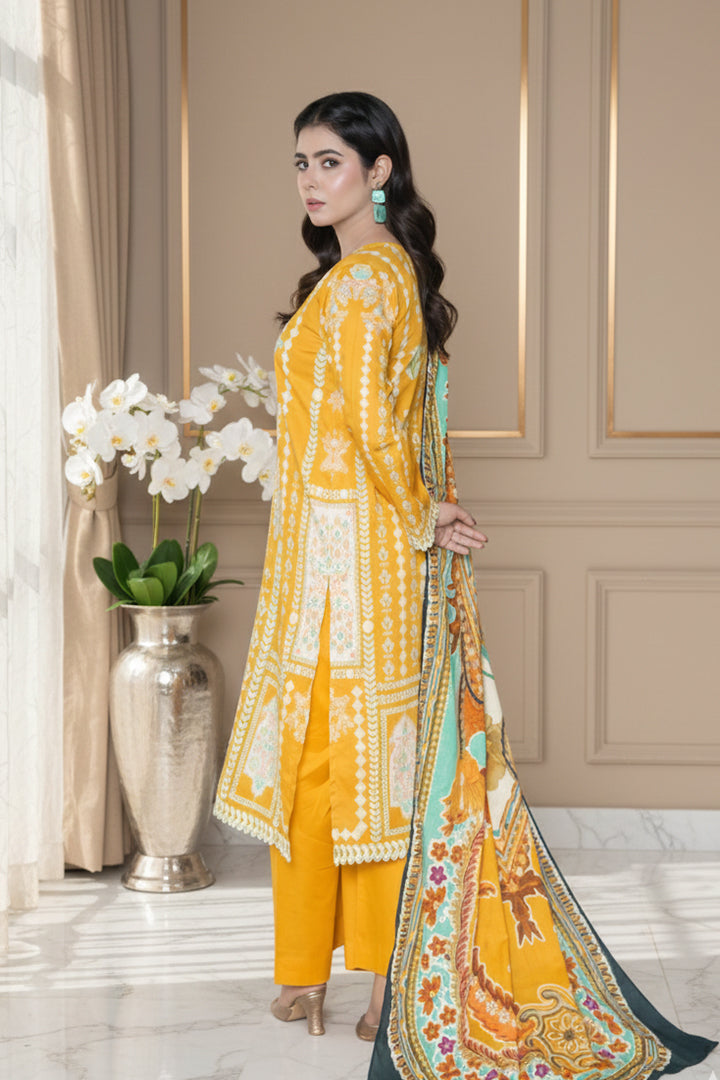Aangan Printed 3 Pcs Stitched Suit