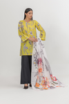 Citron & Charcoal Botanical Sketch Dupatta Set Print Lawn 2-Piece Stitched Suit