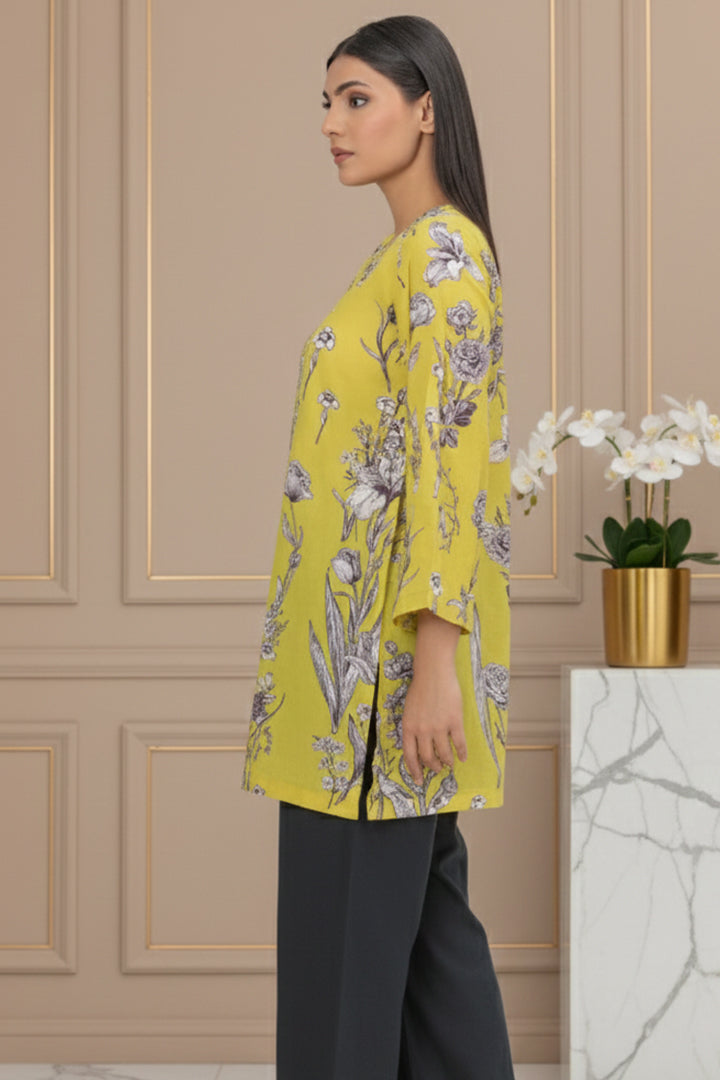 Citron & Charcoal Botanical Sketch Dupatta Set Print Lawn 2-Piece Stitched Suit