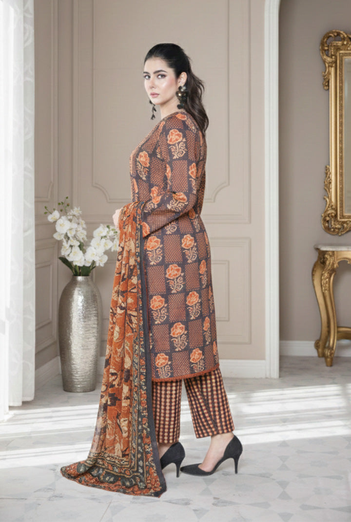 Jazar Printed 3 Pcs Stitched Suit