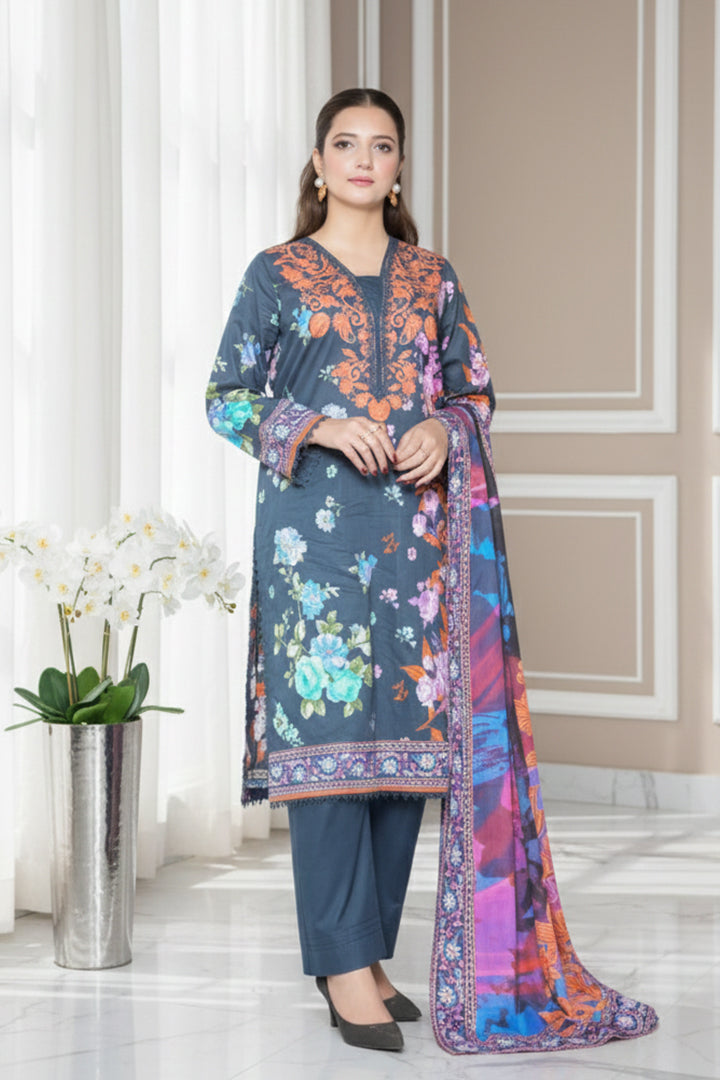 Raqs Printed 3 Pcs Stitched Suit