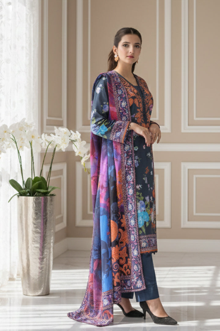 Raqs Printed 3 Pcs Stitched Suit