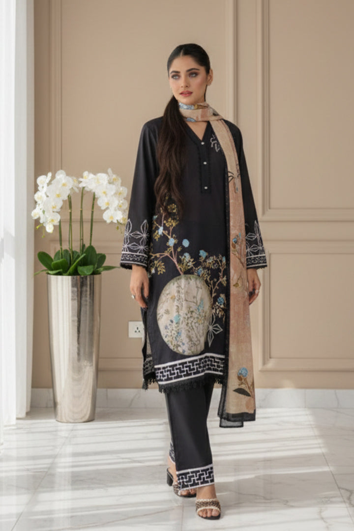 Shab Printed 3 Pcs Stitched Suit