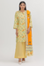 Sunshine Bloom Kurta & Zesty Orange Border Dupatta Set Lawn 2-Piece Stitched Suit