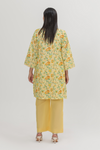 Sunshine Bloom Kurta & Zesty Orange Border Dupatta Set Lawn 2-Piece Stitched Suit