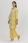 Sunshine Bloom Kurta & Zesty Orange Border Dupatta Set Lawn 2-Piece Stitched Suit