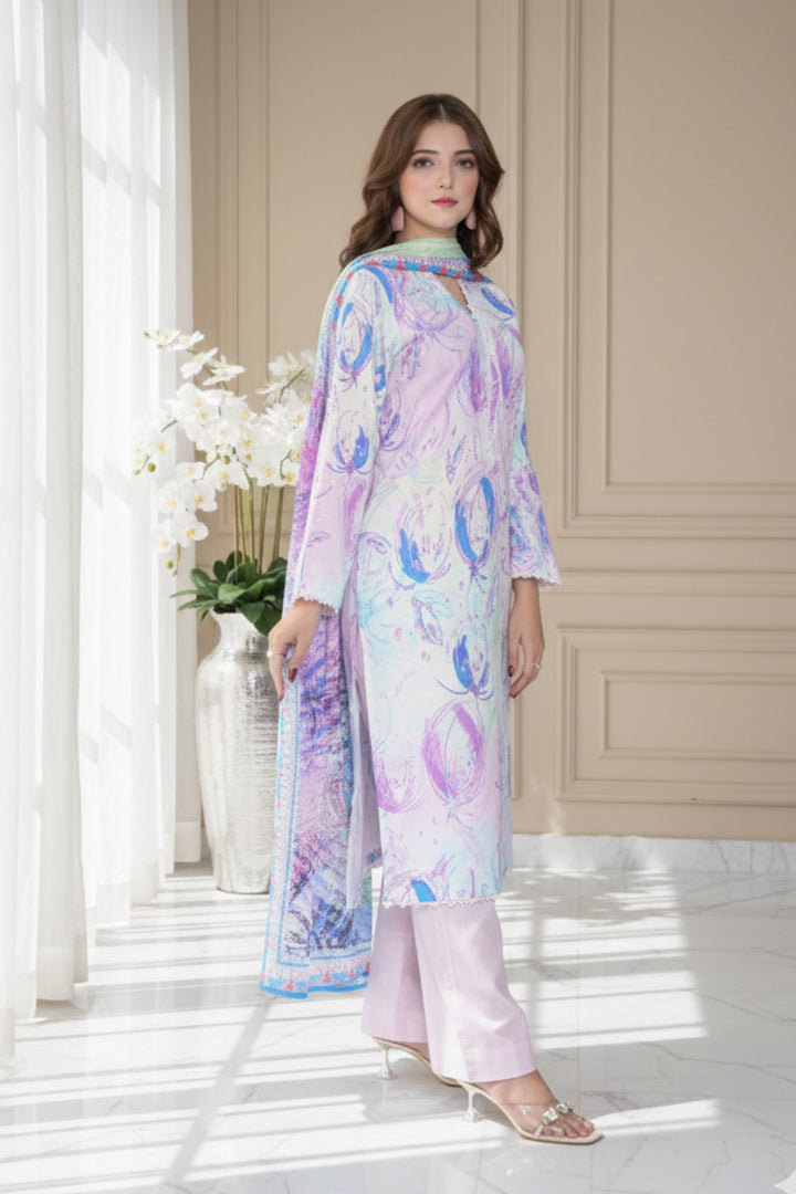 Tehzeeb Printed 3 Pcs Stitched Suit